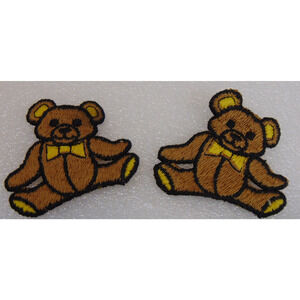 Teddy Bear Patch X 2 Bowtie 2" Sew On Designer Badge Embroidered Clothing Jacket